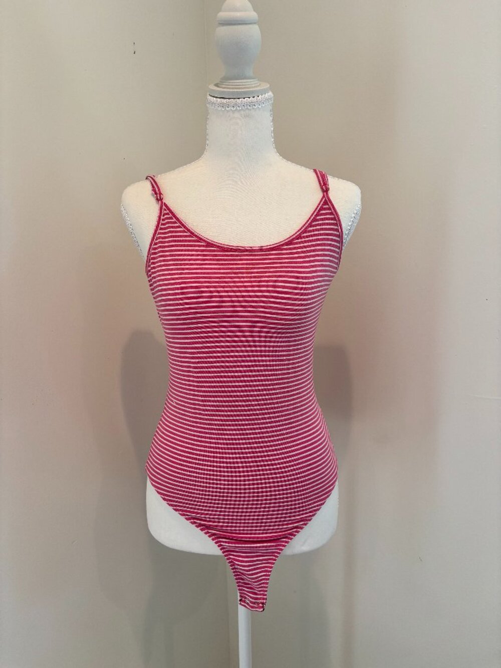 Heart and Hips Pink and White Stripped Body Suit Size L